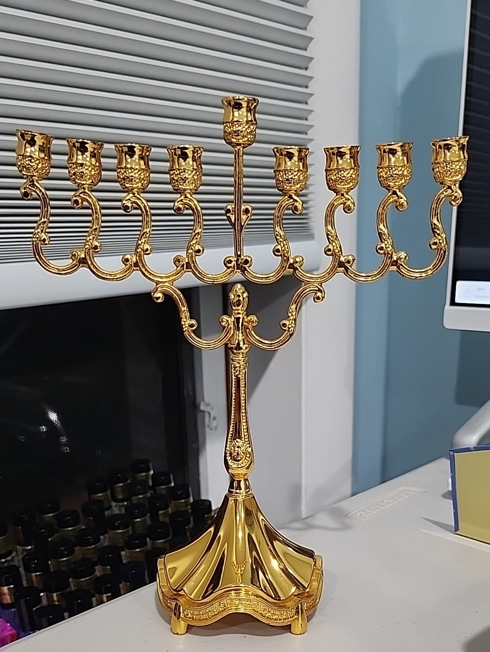 Gold Multi-Arm Chanukah Menorah